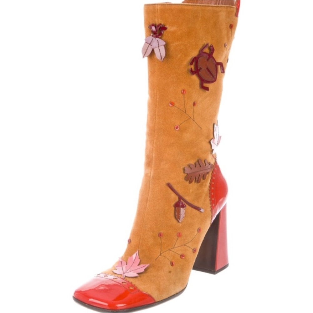 ISO Prada F/W 1999 Autumn Leaf Leaves Boot Heels 36, 36.5 or 37
